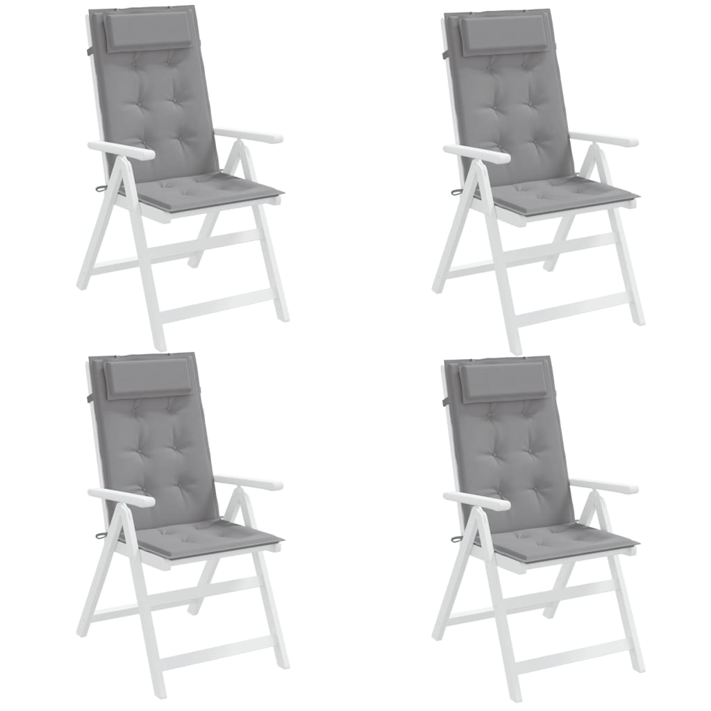 vidaXL Coussins de chaise à dossier haut lot de 4 gris tissu oxford