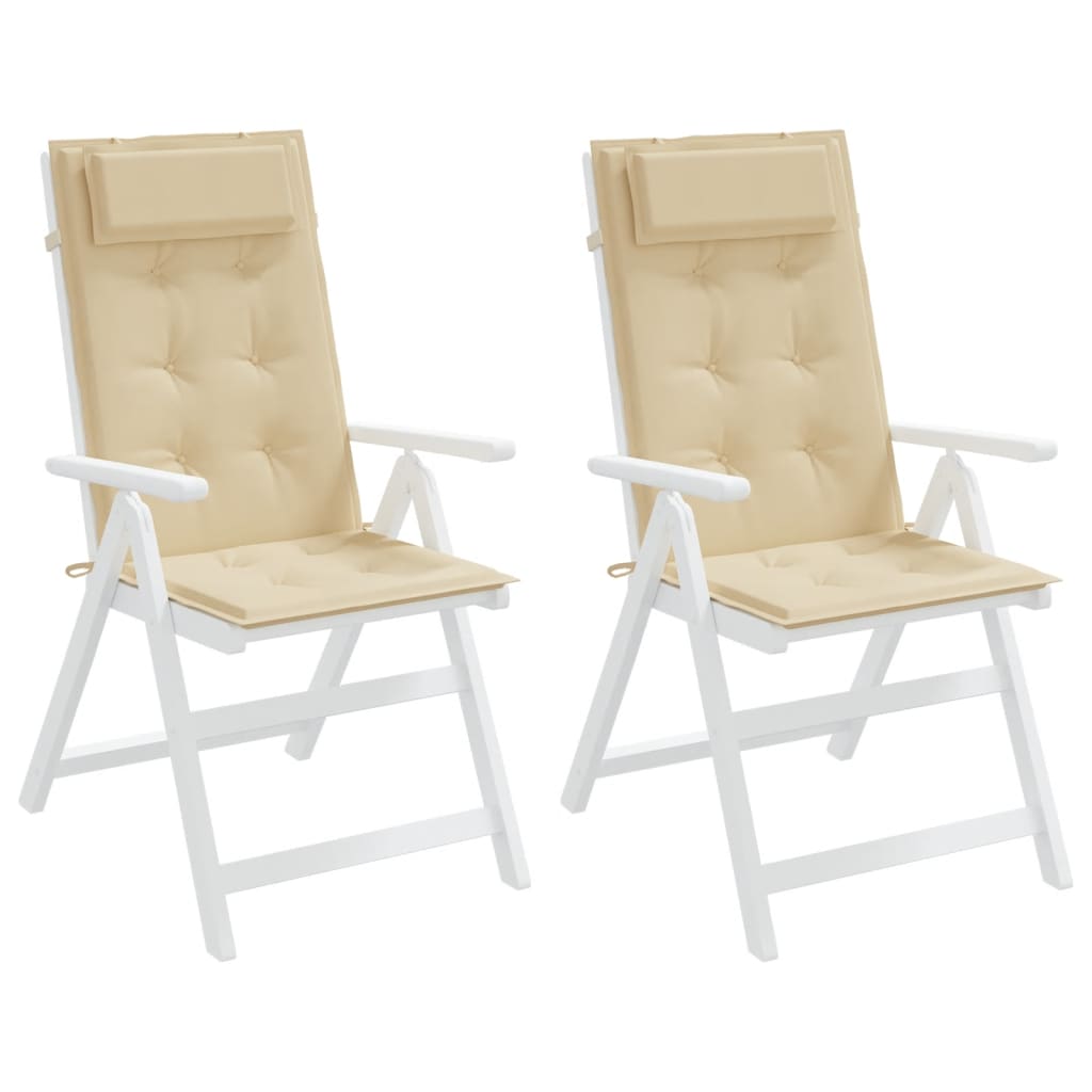 vidaXL Coussins de chaise à dossier haut lot de 2 beige tissu oxford