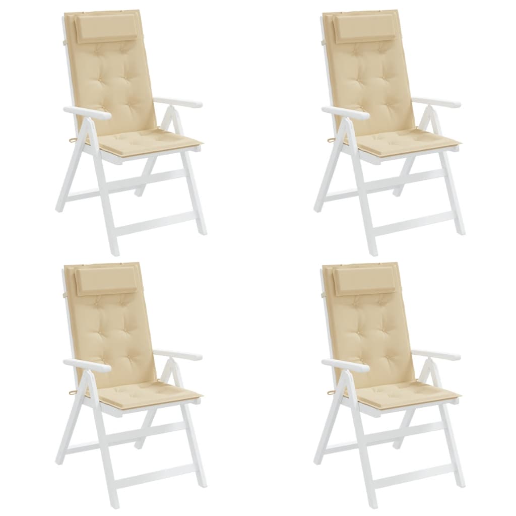 vidaXL Coussins de chaise à dossier haut lot de 4 beige tissu oxford
