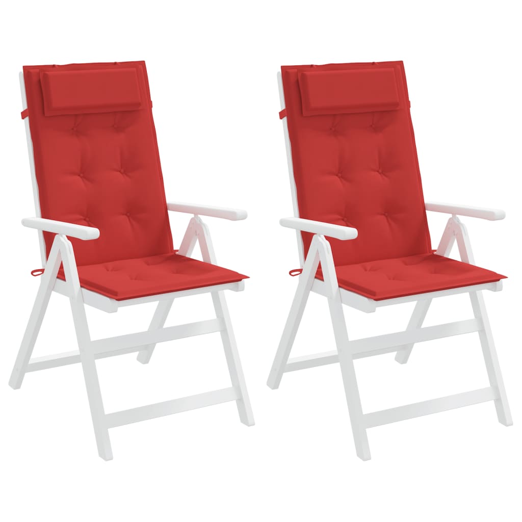 vidaXL Coussins de chaise à dossier haut lot de 2 rouge tissu oxford