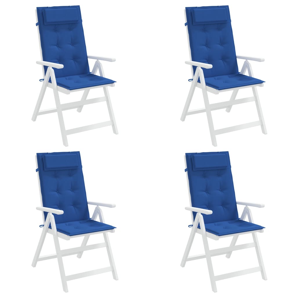 vidaXL Coussins de chaise à dossier haut lot de 4 bleu royal