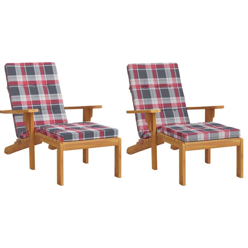 vidaXL Coussins de chaise longue lot de 2 motif à carreaux rouges