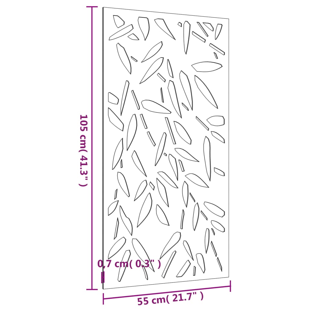 vidaXL Décoration murale jardin 105x55 cm design de feuille de bambou