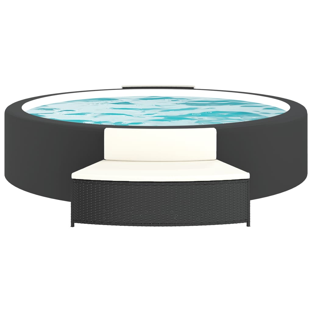 vidaXL Bancs de spa avec coussins 2 pcs noir résine tressée