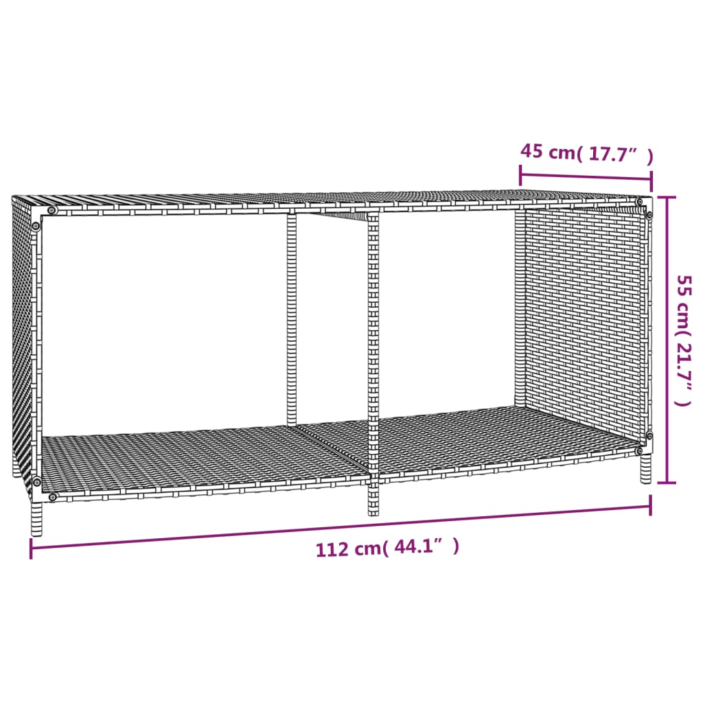 vidaXL Étagères de rangement 2 pcs gris résine tressée