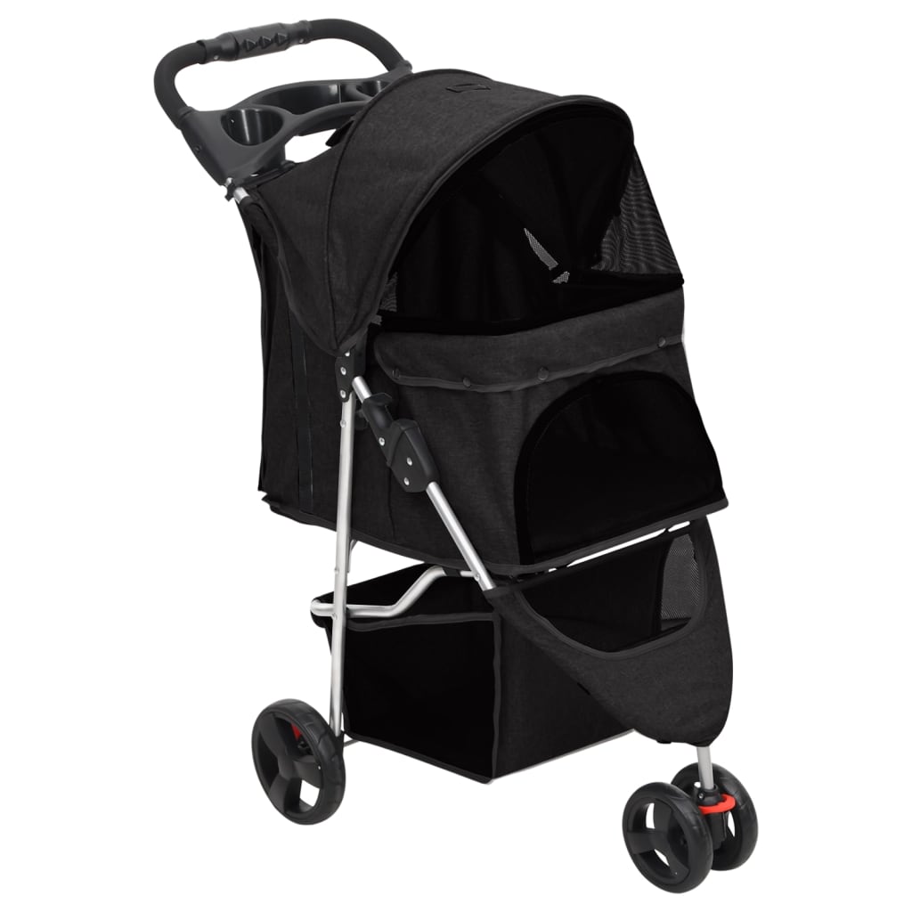 vidaXL Poussette pour chien pliante Noir 80x46x98 cm Tissu Oxford