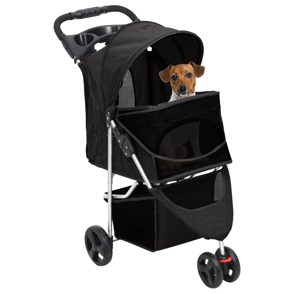 vidaXL Poussette pour chien pliante Noir 80x46x98 cm Tissu Oxford