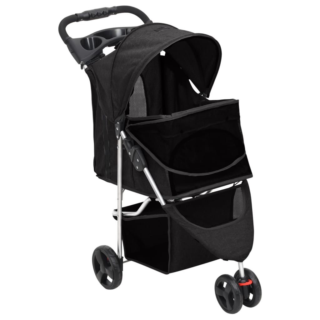 vidaXL Poussette pour chien pliante Noir 80x46x98 cm Tissu Oxford