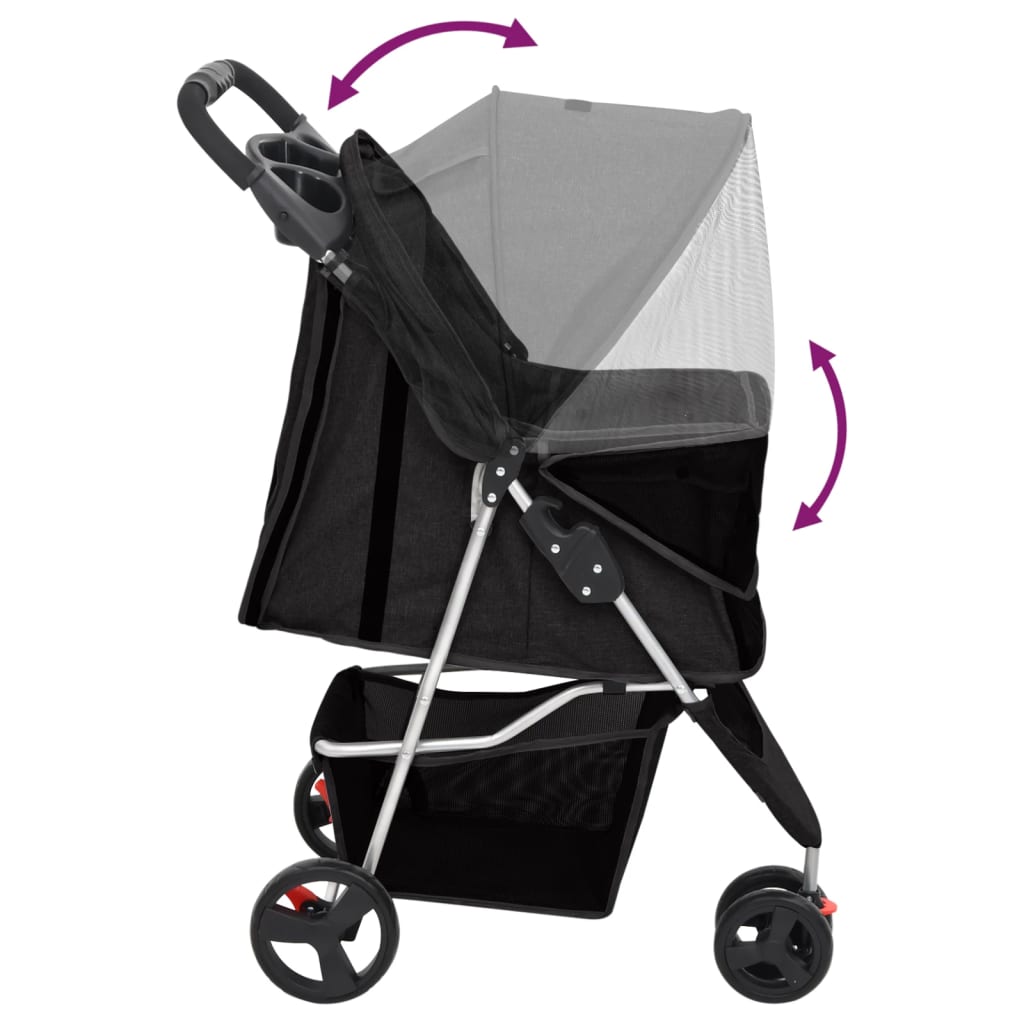 vidaXL Poussette pour chien pliante Noir 80x46x98 cm Tissu Oxford