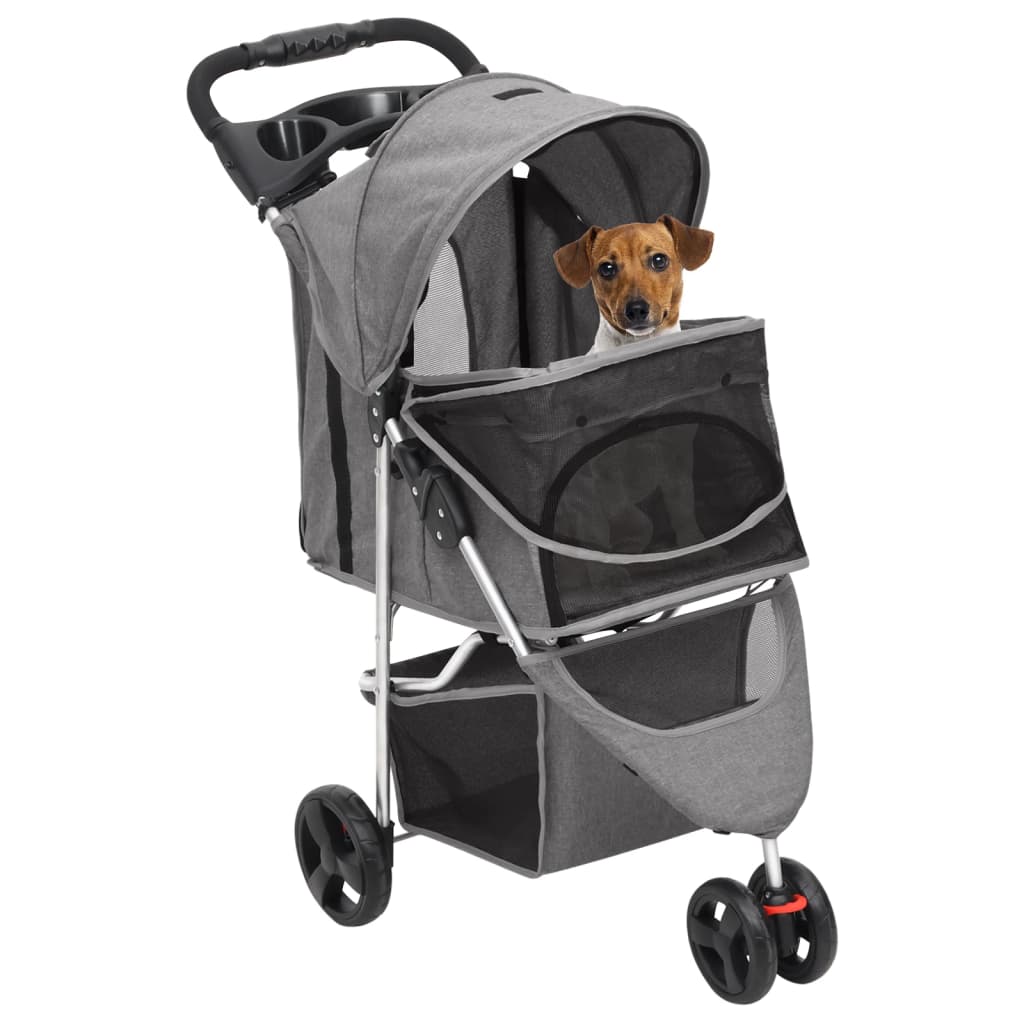 vidaXL Poussette pour chien pliante Gris 80x46x98 cm Tissu Oxford