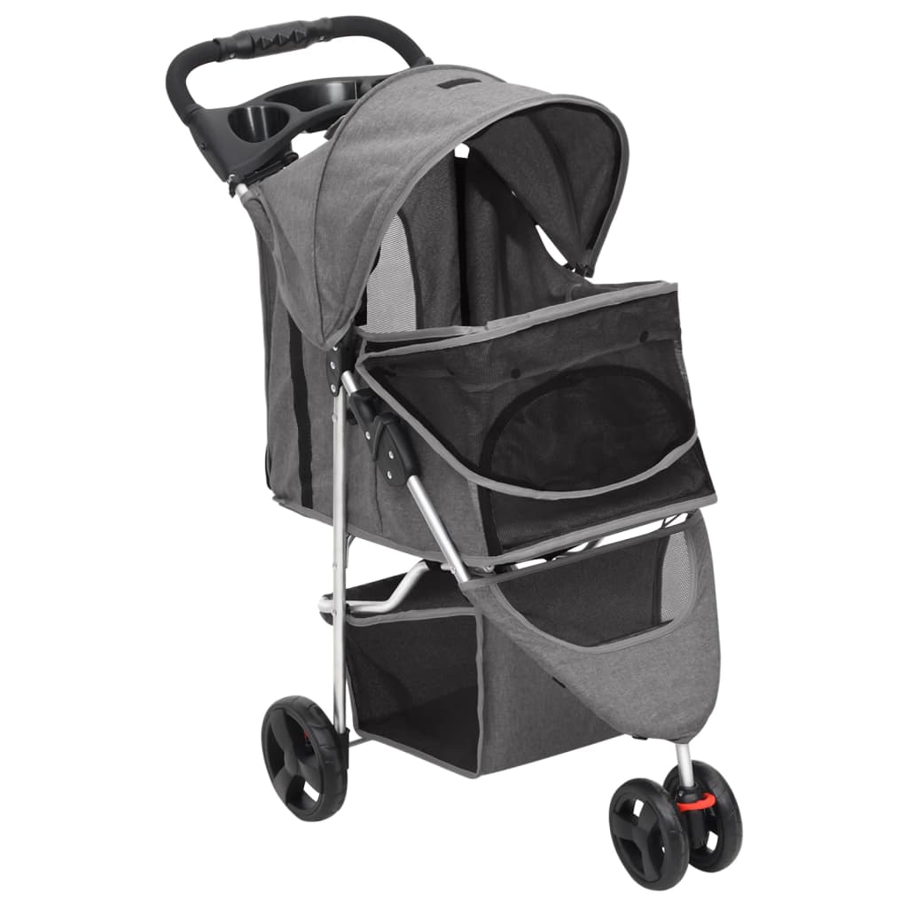 vidaXL Poussette pour chien pliante Gris 80x46x98 cm Tissu Oxford
