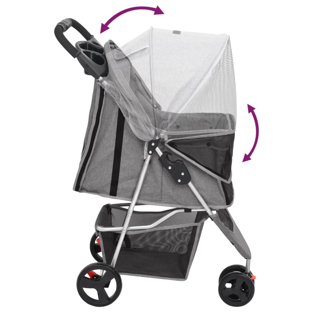 vidaXL Poussette pour chien pliante Gris 80x46x98 cm Tissu Oxford