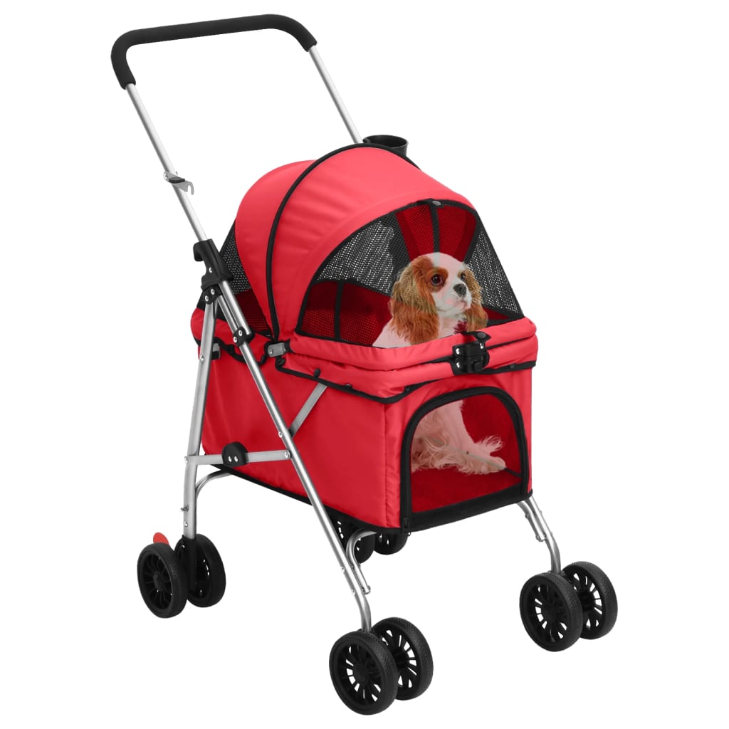 vidaXL Poussette pour chien pliante Rouge 76x50x100 cm Tissu Oxford
