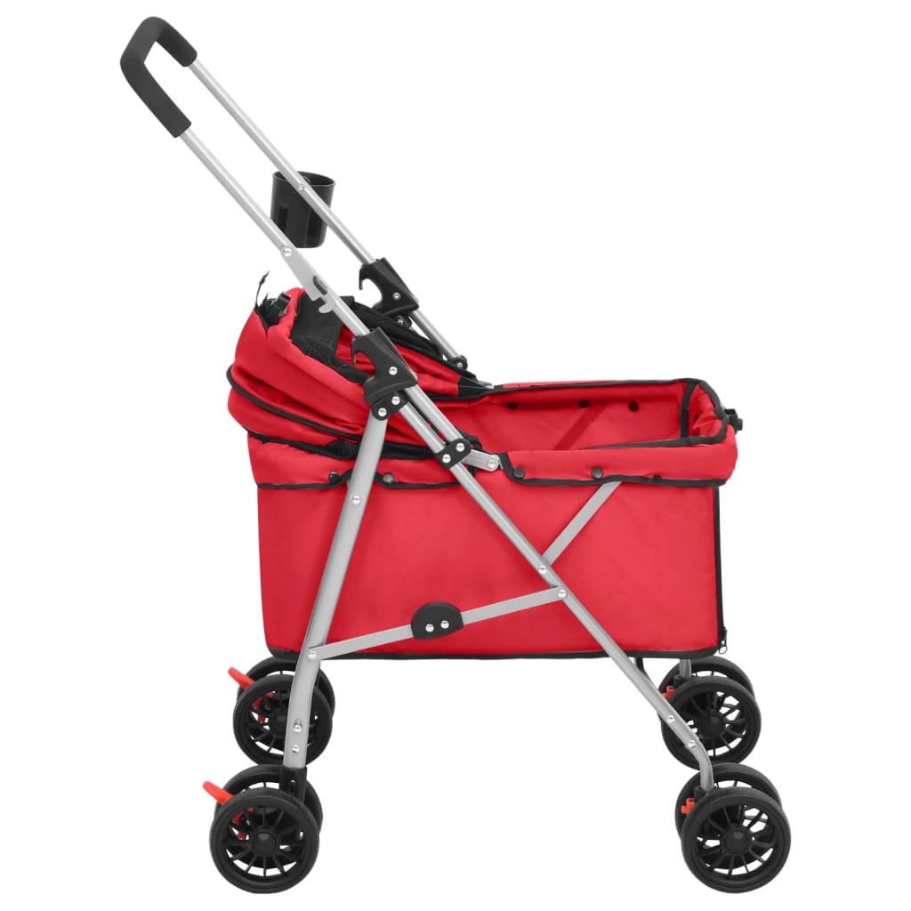 vidaXL Poussette pour chien pliante Rouge 76x50x100 cm Tissu Oxford