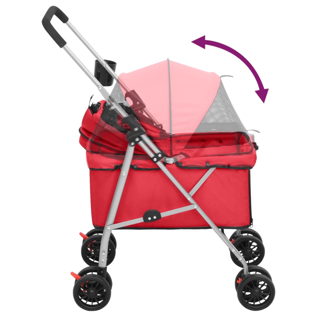 vidaXL Poussette pour chien pliante Rouge 76x50x100 cm Tissu Oxford