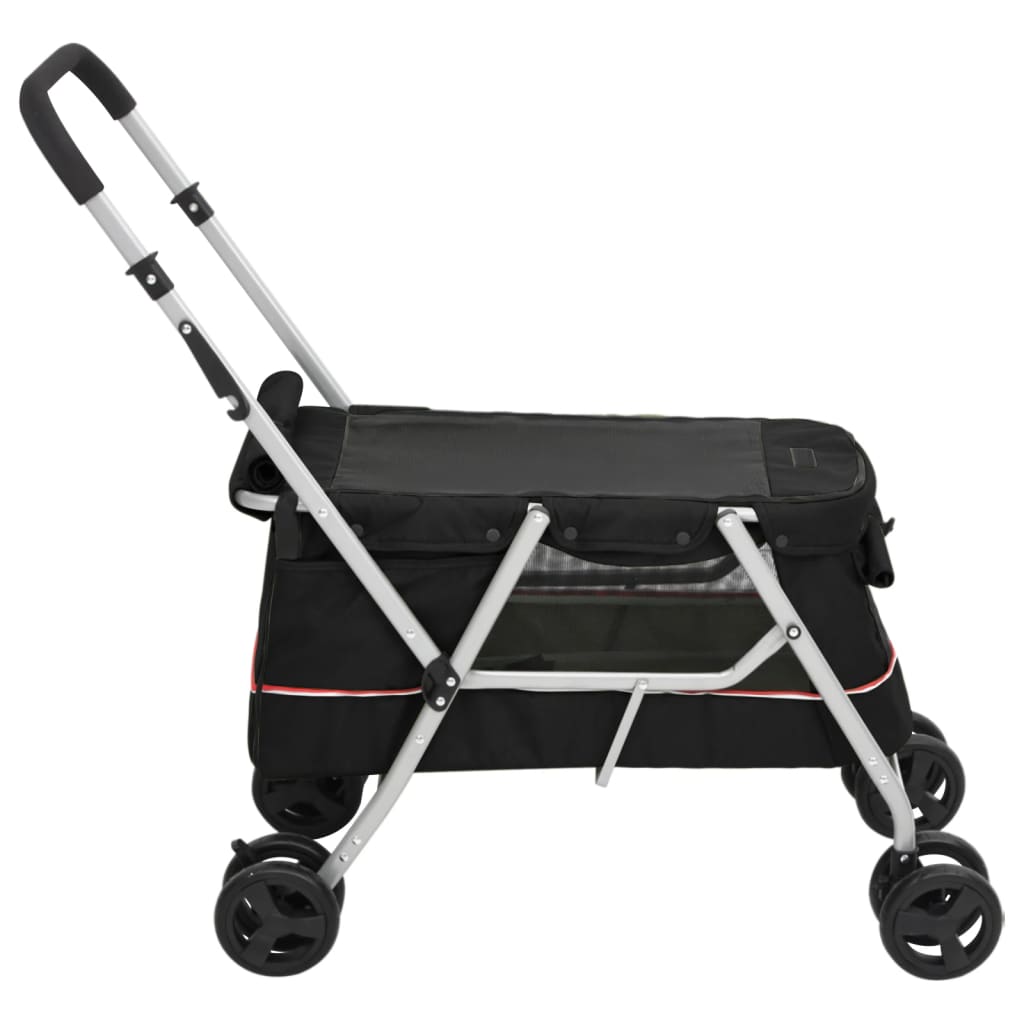 vidaXL Poussette pour chien pliante Noir 100x49x96 cm Tissu de lin