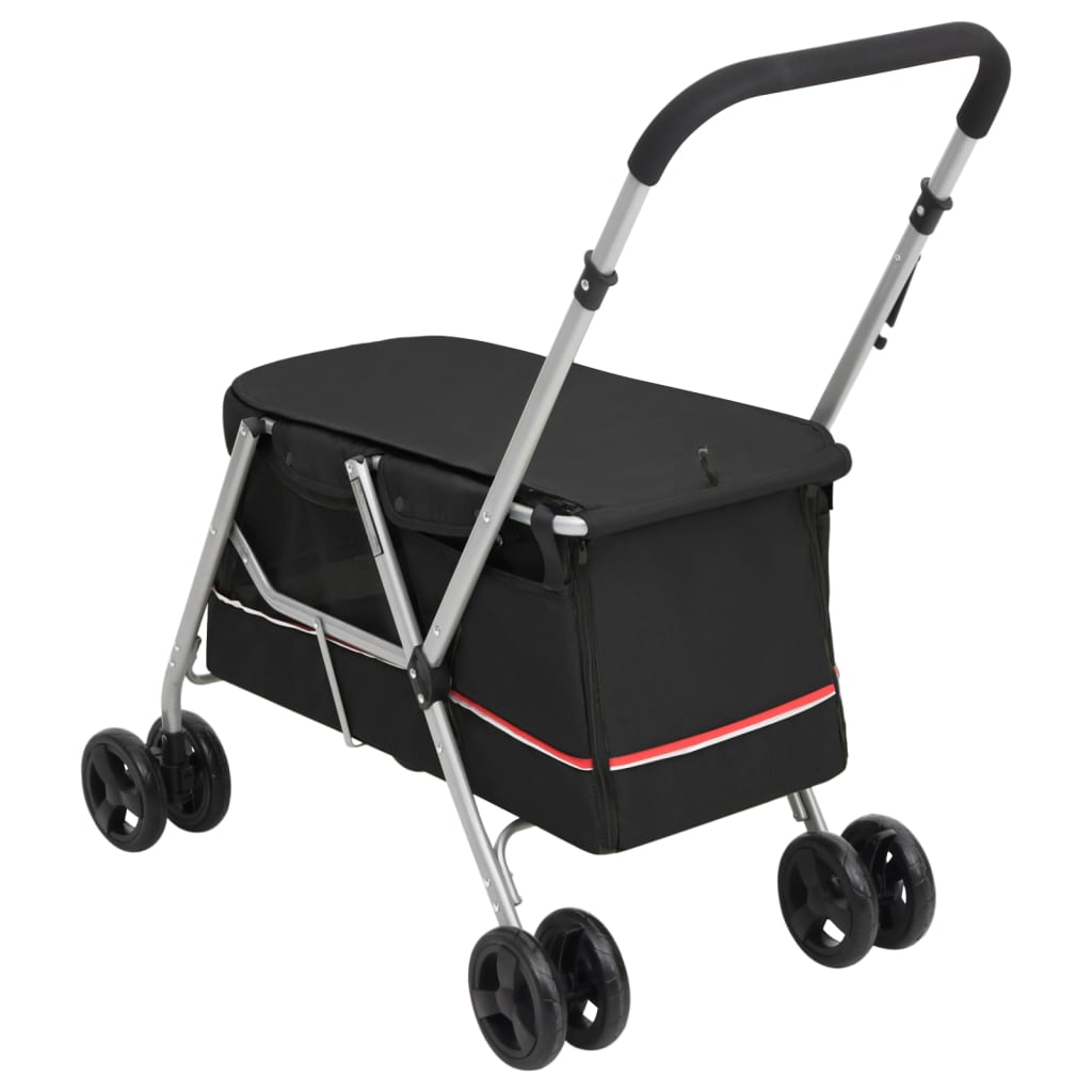 vidaXL Poussette pour chien pliante Noir 100x49x96 cm Tissu de lin