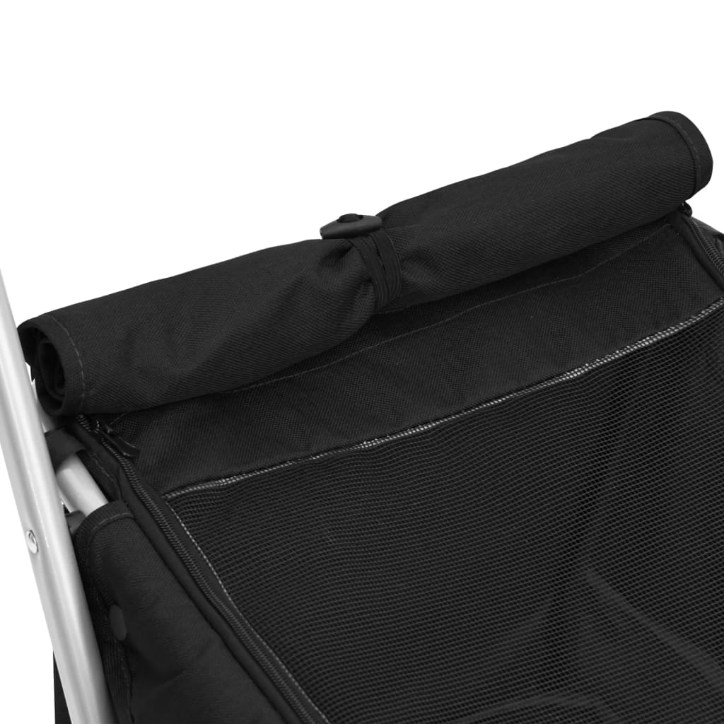 vidaXL Poussette pour chien pliante Noir 100x49x96 cm Tissu de lin