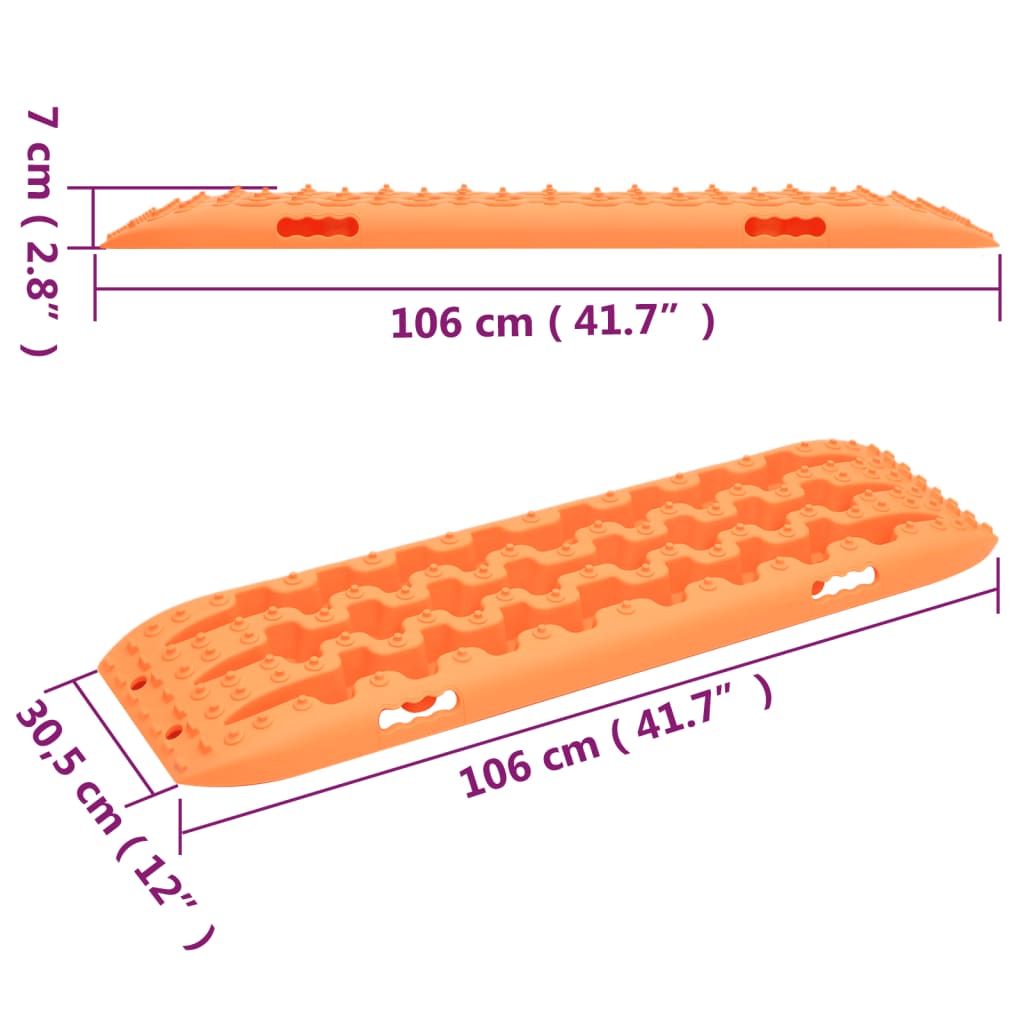 vidaXL Planches de traction 2 pc Orange 106x30,5x7 cm Nylon