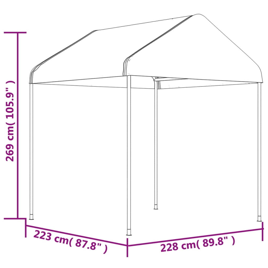 vidaXL Belvédère avec toit blanc 11,15x2,28x2,69 m polyéthylène