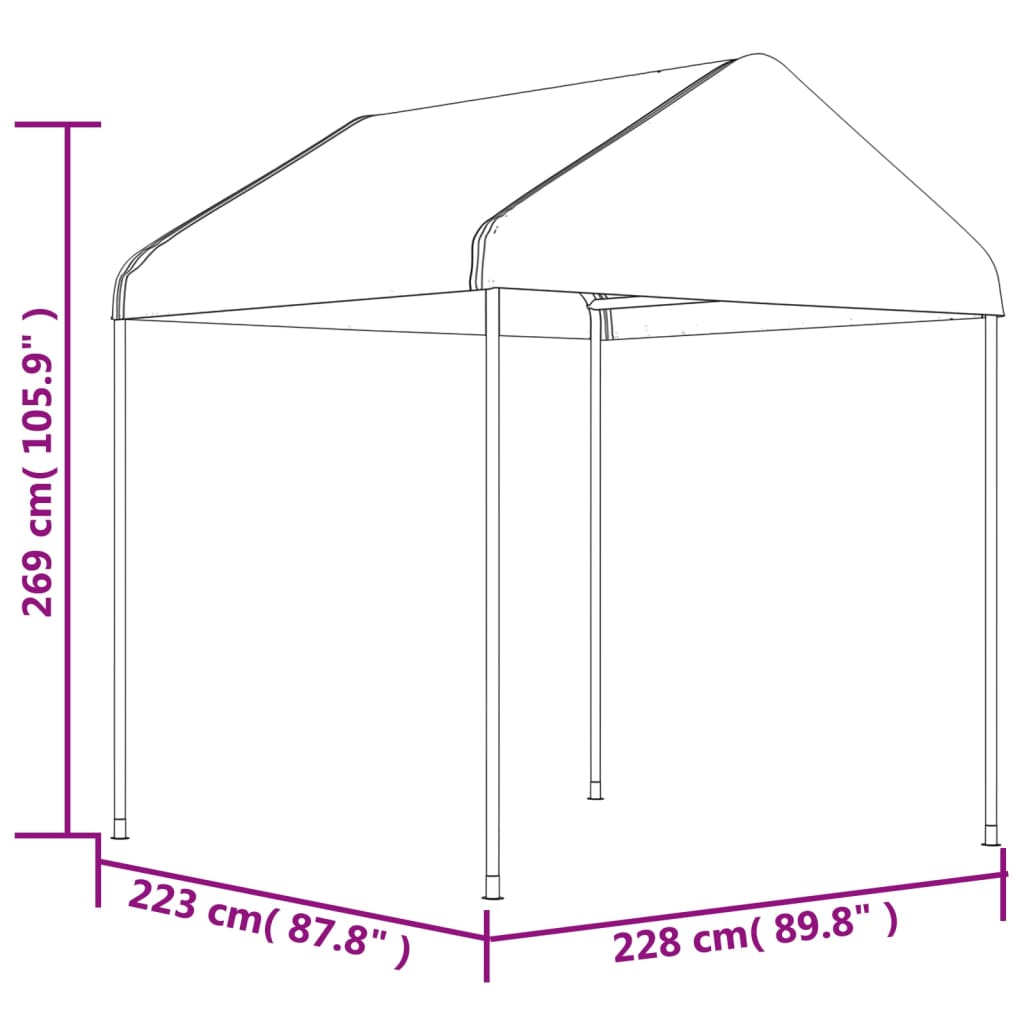 vidaXL Belvédère avec toit blanc 13,38x2,28x2,69 m polyéthylène