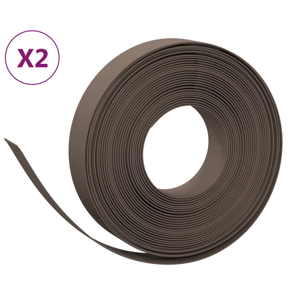 vidaXL Bordures de jardin 2 pcs marron 10 m 10 cm polyéthylène
