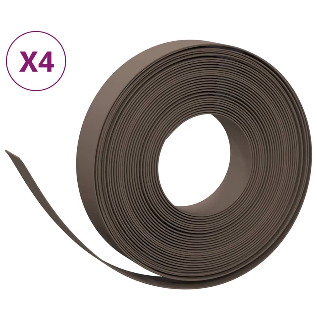 vidaXL Bordures de jardin 4 pcs marron 10 m 10 cm polyéthylène