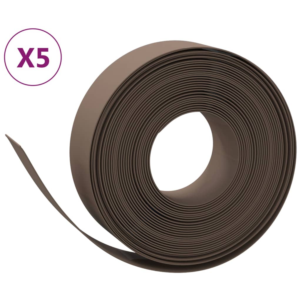 vidaXL Bordures de jardin 5 pcs marron 10 m 15 cm polyéthylène