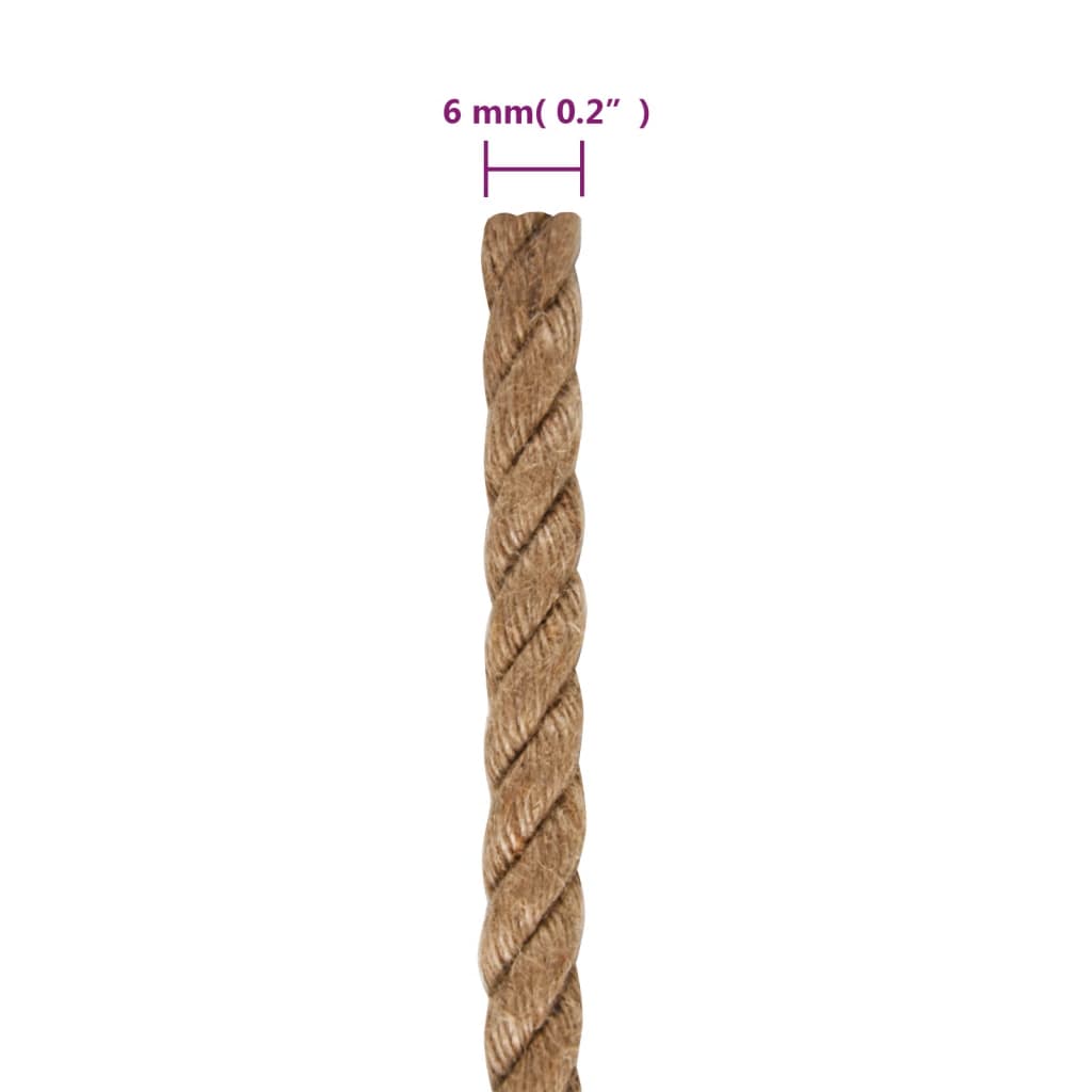 vidaXL Corde de jute 50 m de long 6 mm d'épaisseur
