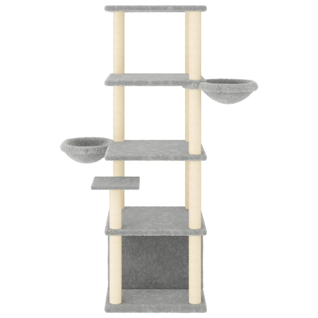 vidaXL Arbre à chat avec griffoirs en sisal gris clair 147 cm