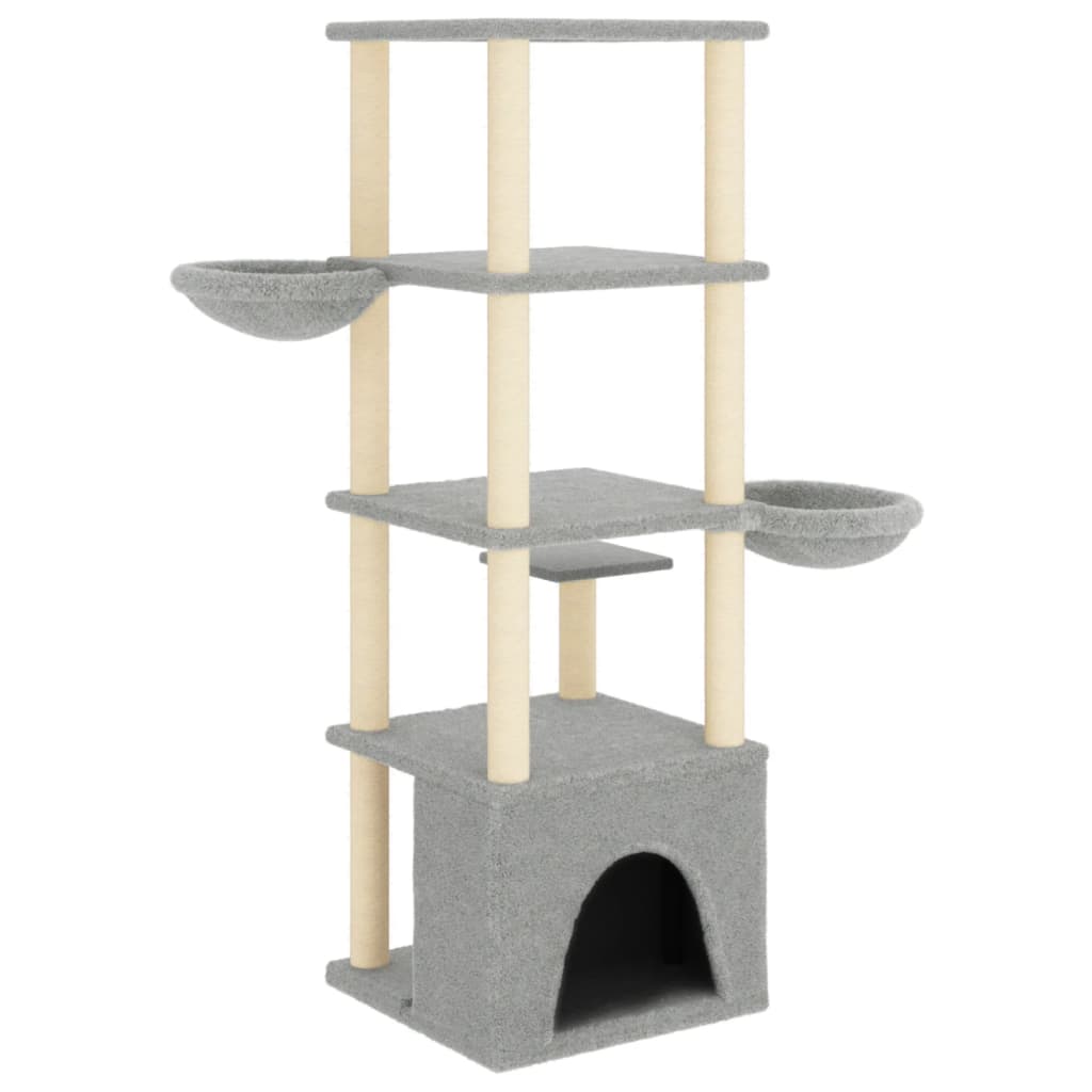 vidaXL Arbre à chat avec griffoirs en sisal gris clair 147 cm
