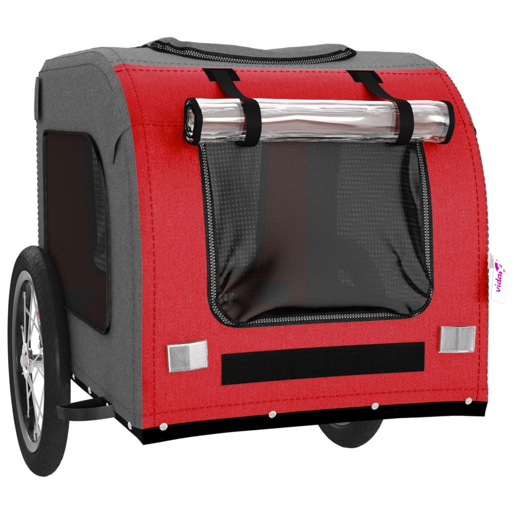 vidaXL Remorque de vélo pour animaux de compagnie rouge et gris
