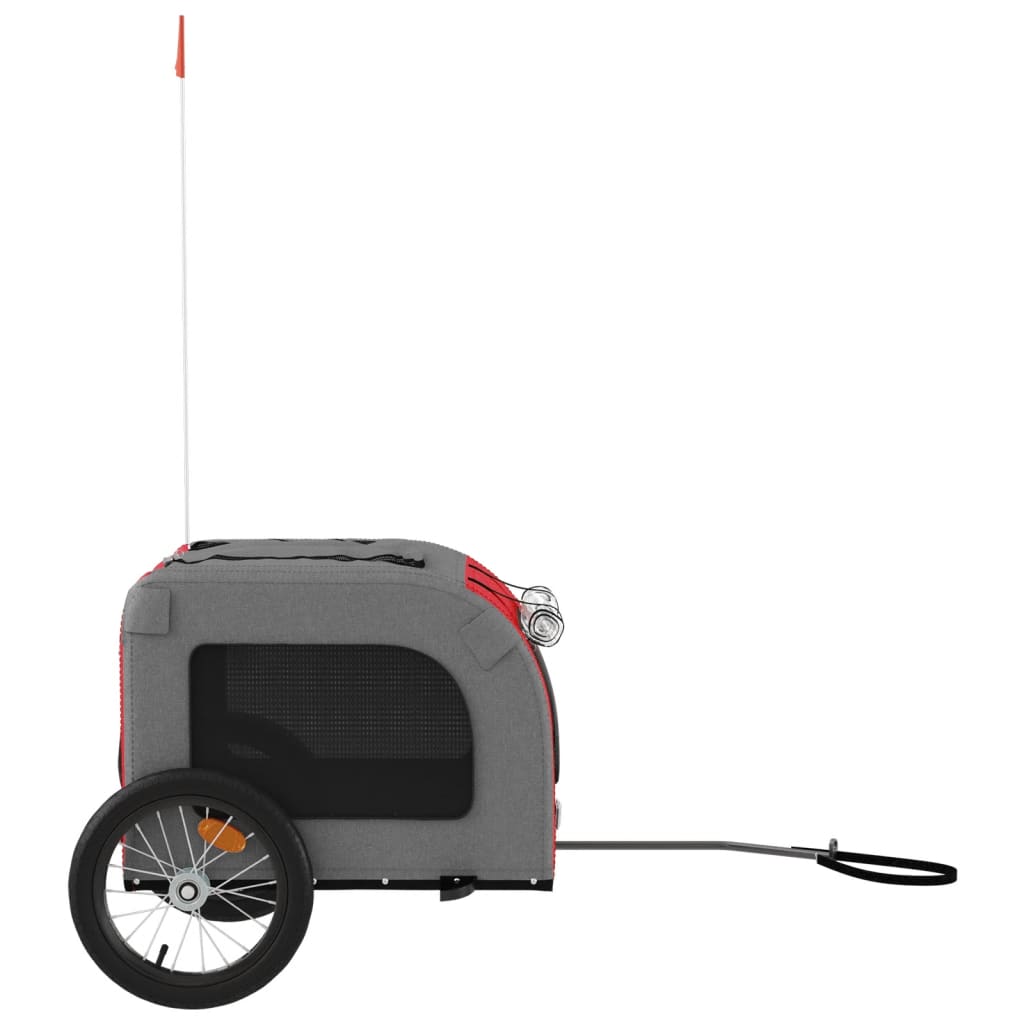vidaXL Remorque de vélo pour animaux de compagnie rouge et gris