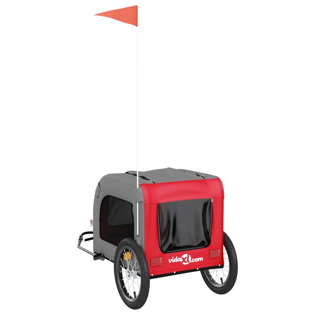 vidaXL Remorque de vélo pour animaux de compagnie rouge et gris