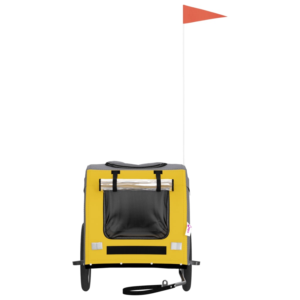 vidaXL Remorque de vélo pour animaux de compagnie jaune et gris