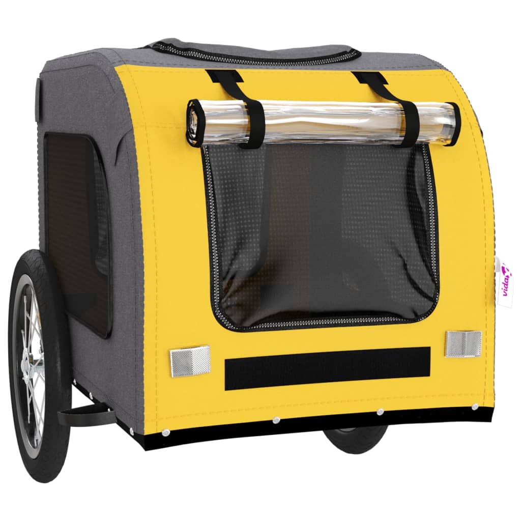 vidaXL Remorque de vélo pour animaux de compagnie jaune et gris