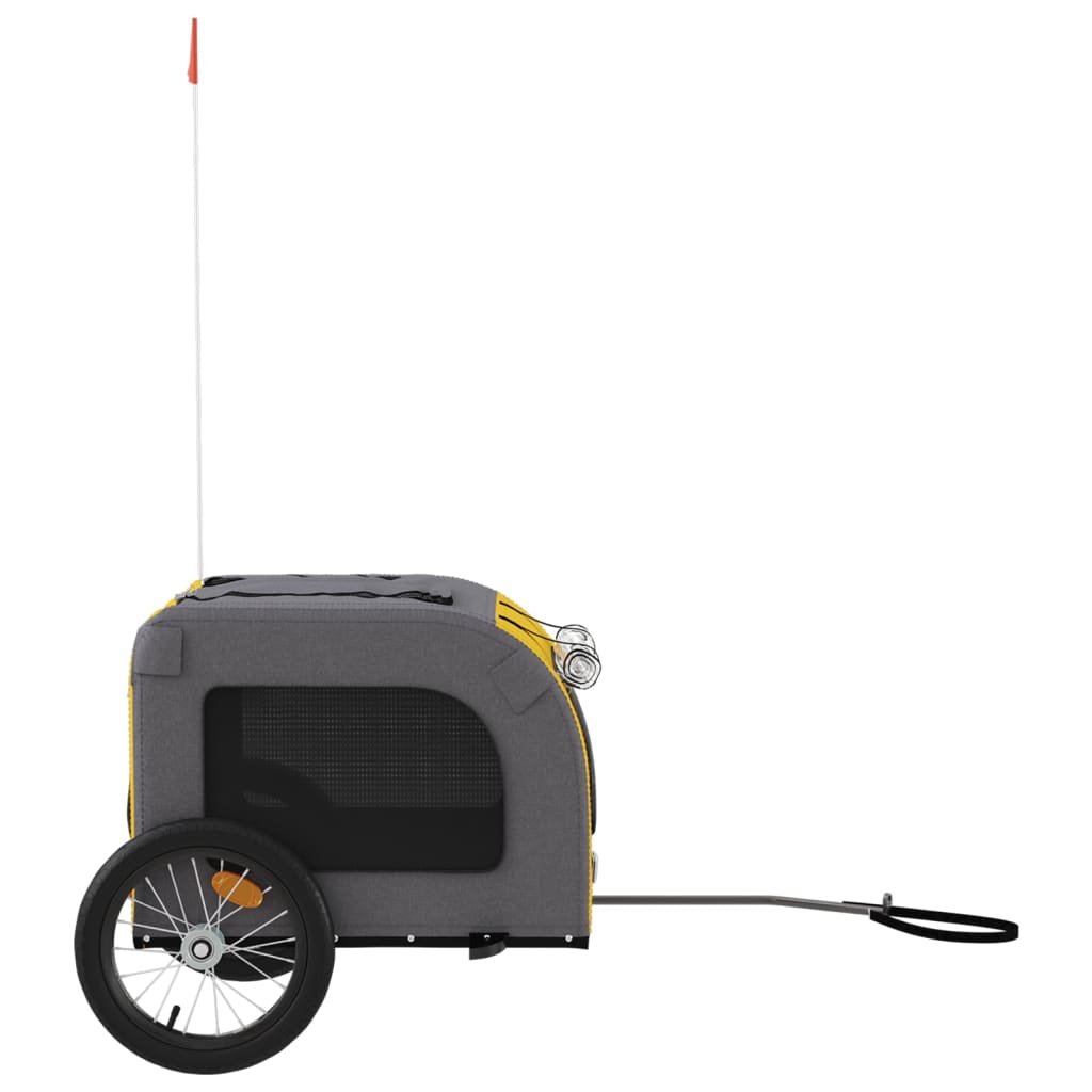 vidaXL Remorque de vélo pour animaux de compagnie jaune et gris