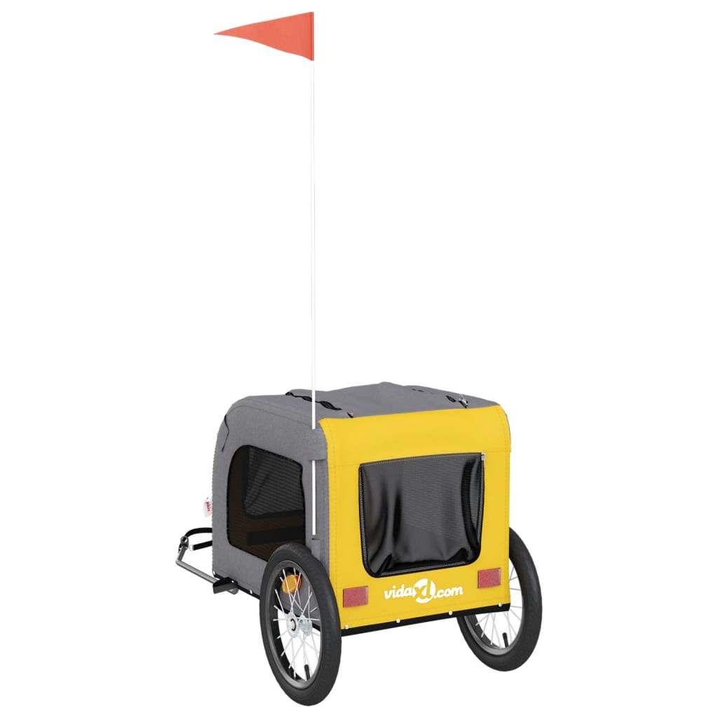 vidaXL Remorque de vélo pour animaux de compagnie jaune et gris