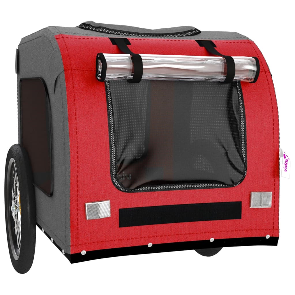 vidaXL Remorque de vélo pour animaux de compagnie rouge et gris