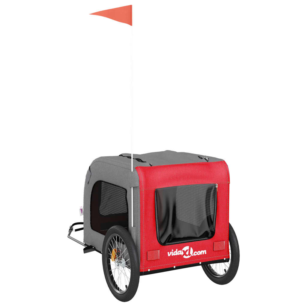 vidaXL Remorque de vélo pour animaux de compagnie rouge et gris