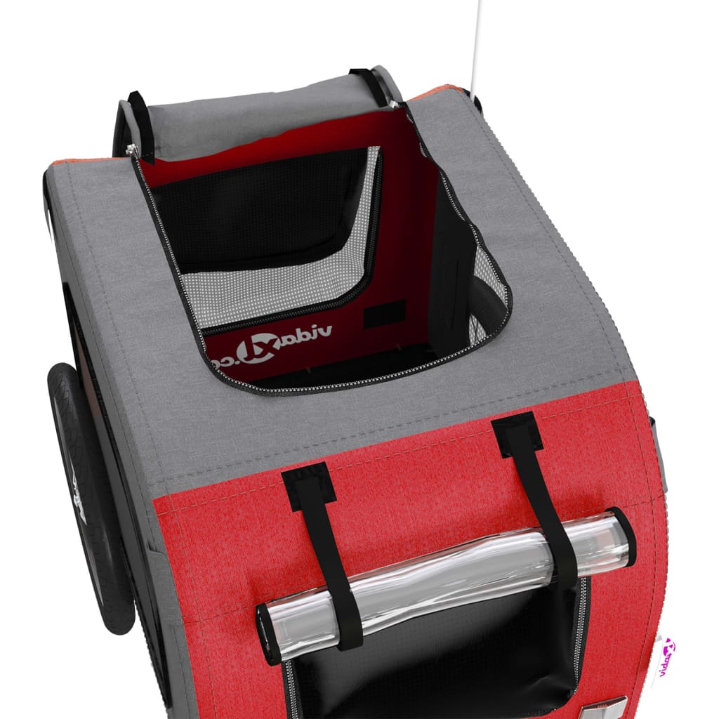 vidaXL Remorque de vélo pour animaux de compagnie rouge et gris