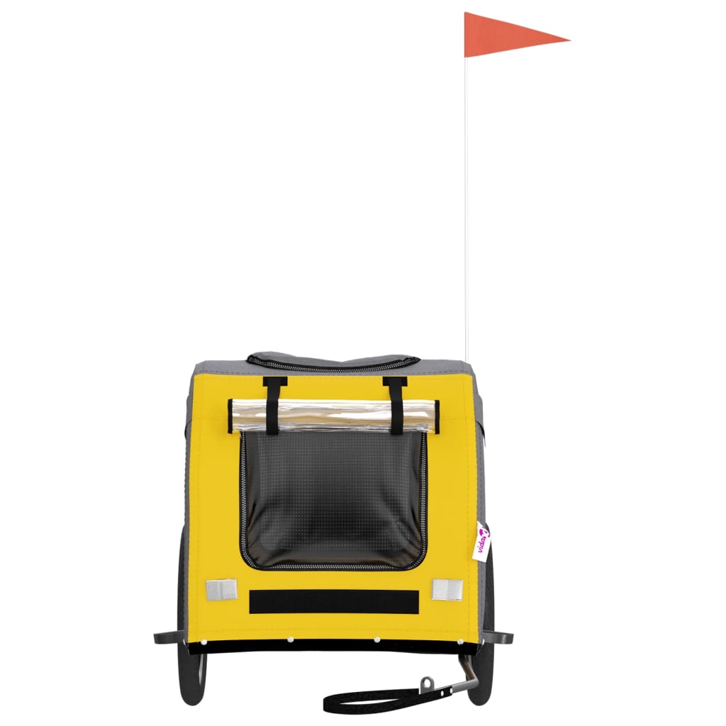 vidaXL Remorque de vélo pour animaux de compagnie jaune et gris