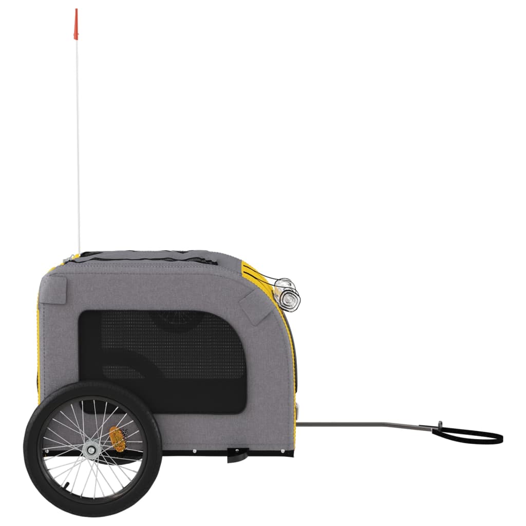 vidaXL Remorque de vélo pour animaux de compagnie jaune et gris