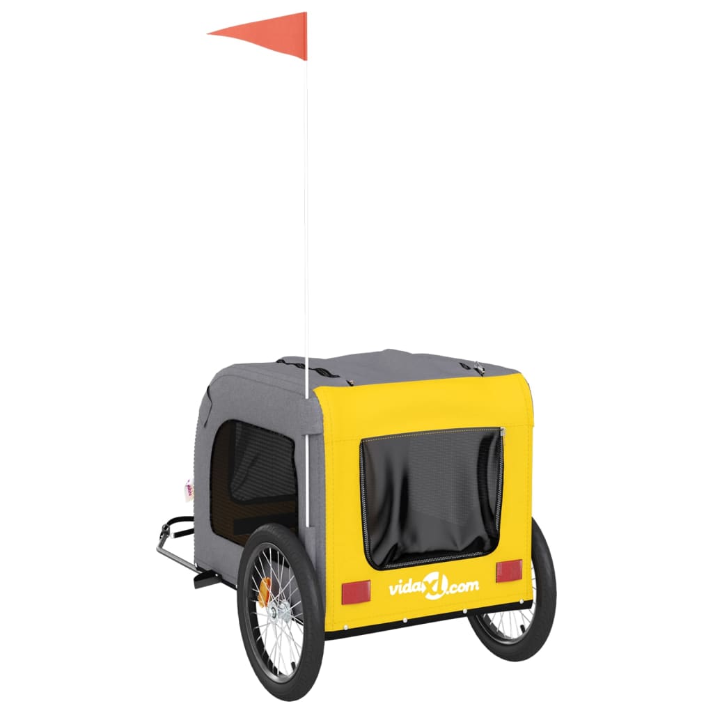 vidaXL Remorque de vélo pour animaux de compagnie jaune et gris
