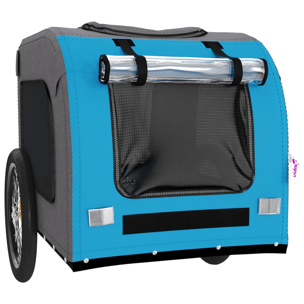 vidaXL Remorque de vélo pour animaux de compagnie bleu et gris