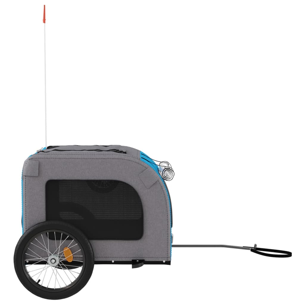 vidaXL Remorque de vélo pour animaux de compagnie bleu et gris