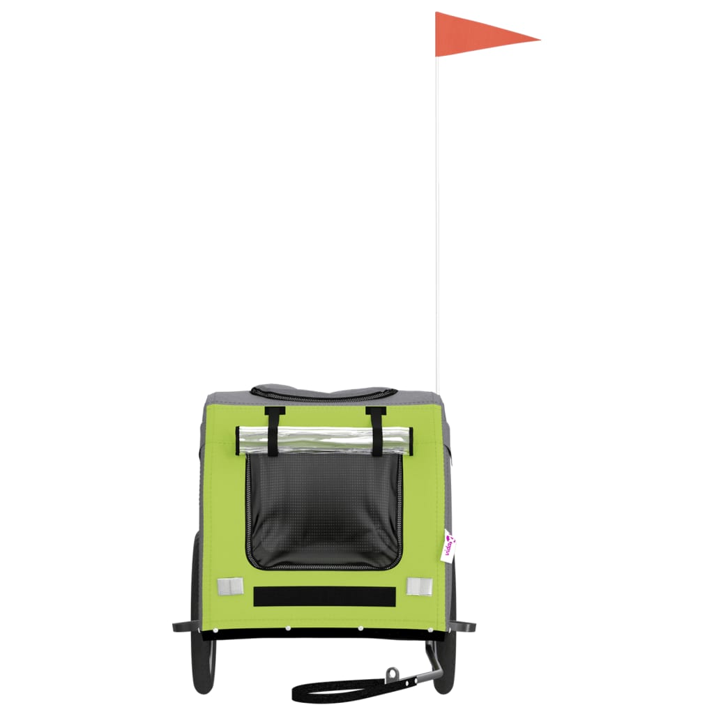 vidaXL Remorque de vélo pour animaux de compagnie vert et gris