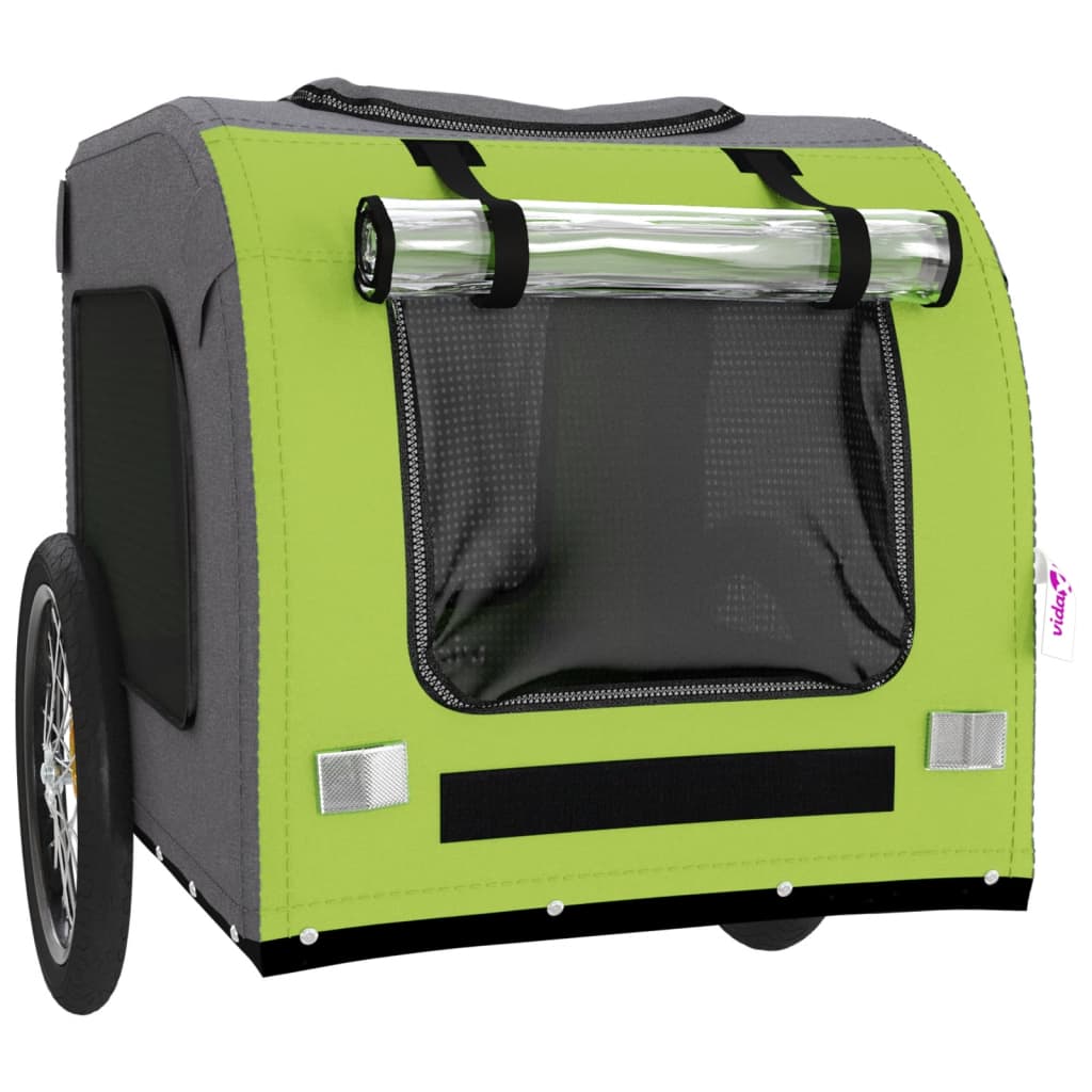 vidaXL Remorque de vélo pour animaux de compagnie vert et gris
