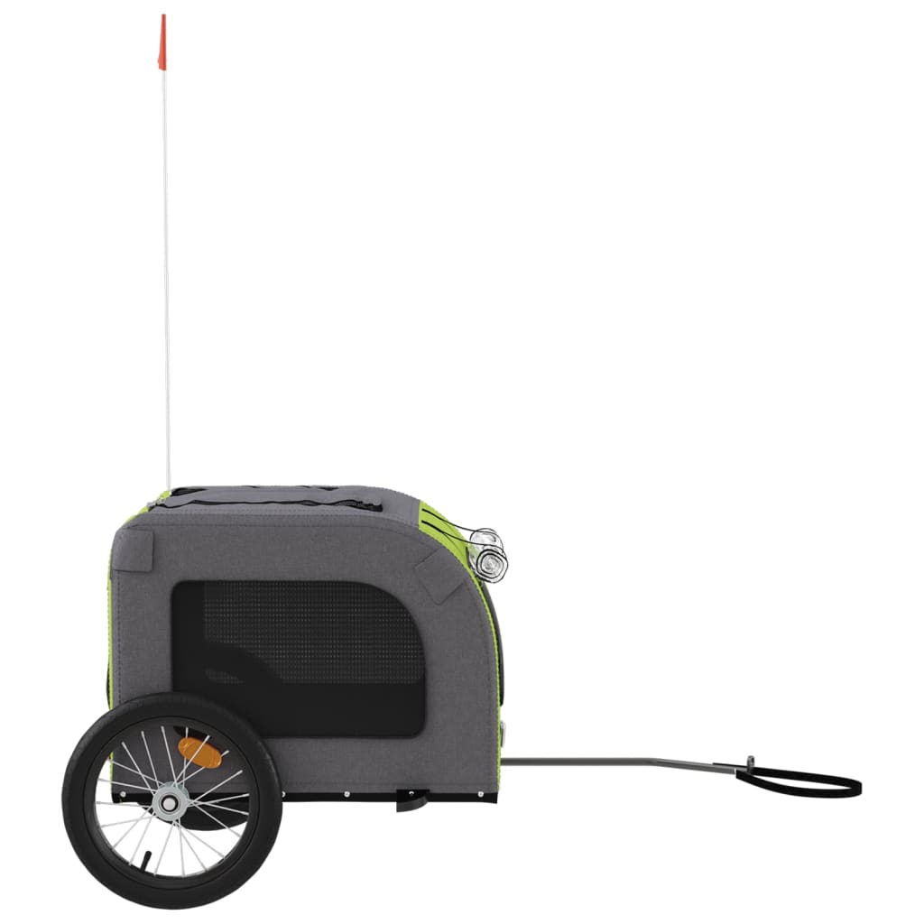 vidaXL Remorque de vélo pour animaux de compagnie vert et gris