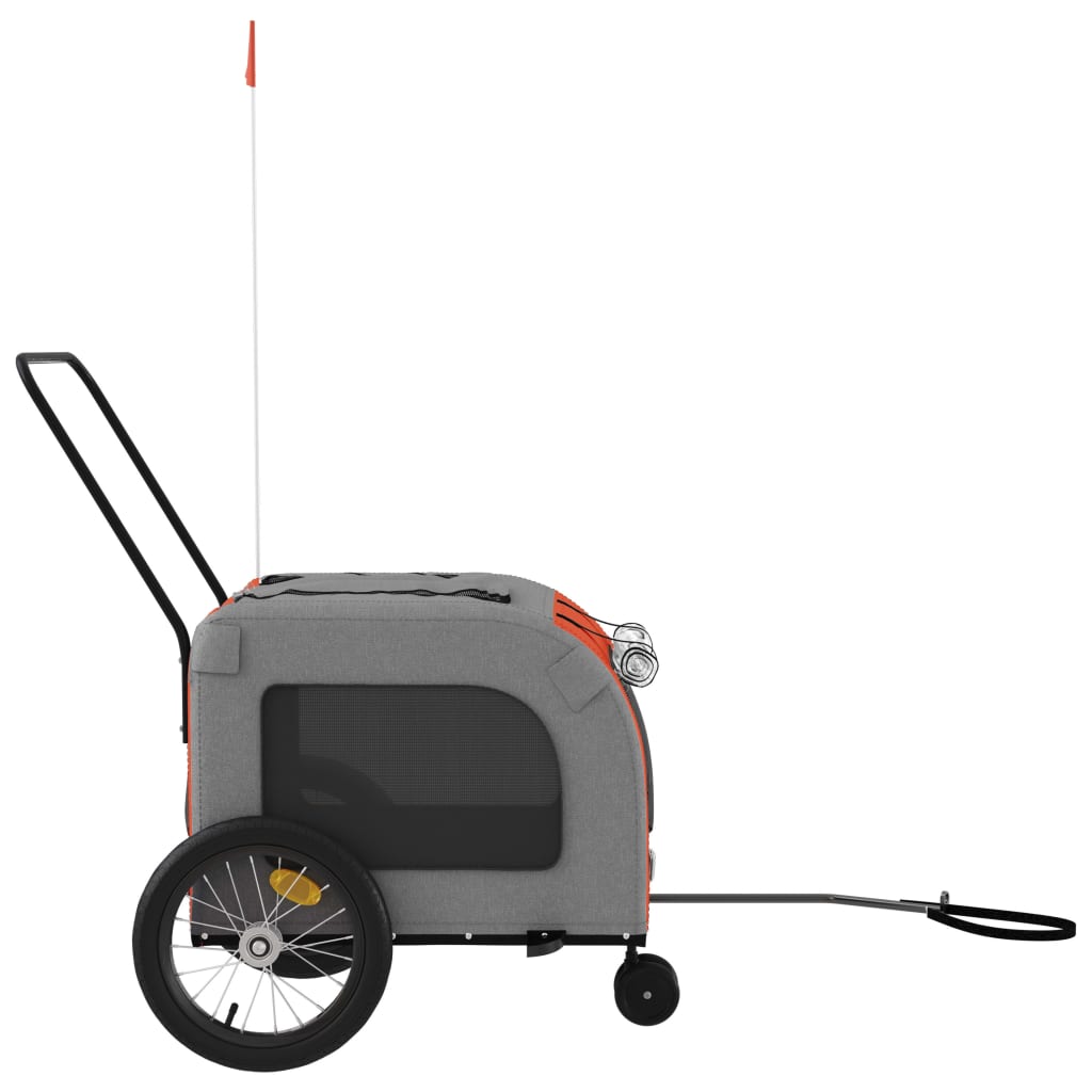 vidaXL Remorque de vélo pour animaux de compagnie orange et gris